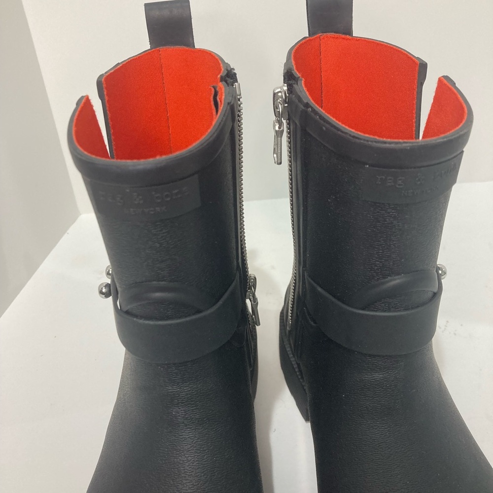 NEW RAG AND BONE MOTO RUBBER SIDE ZIP UP BOOTS 37 - Picture 8 of 9